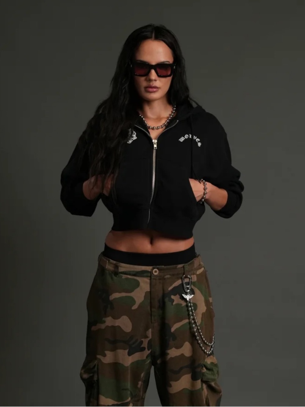 Darc Sport cropped zip hoodie in black